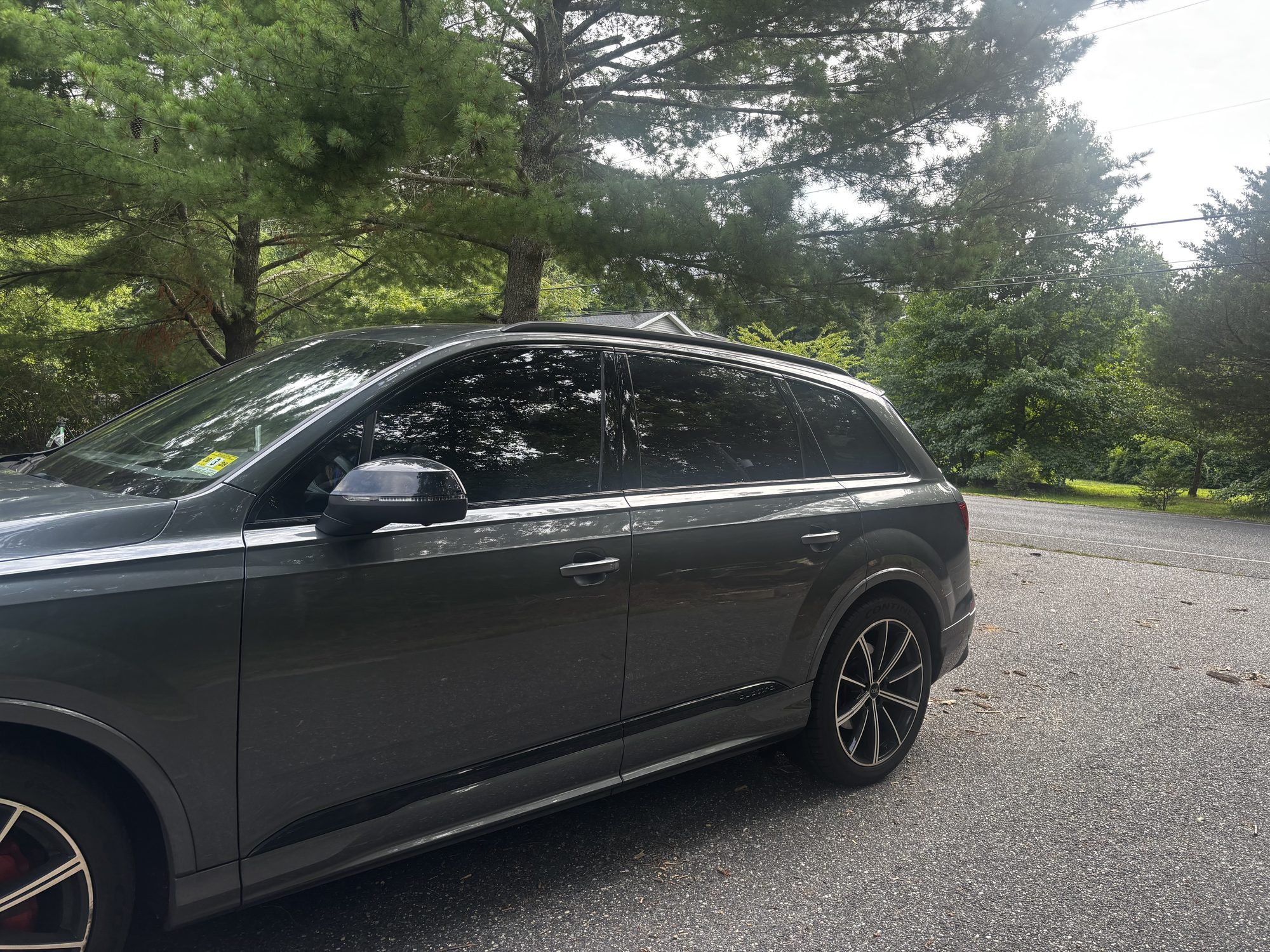 Close-up of ceramic tint on an Audi Q7 rear window
